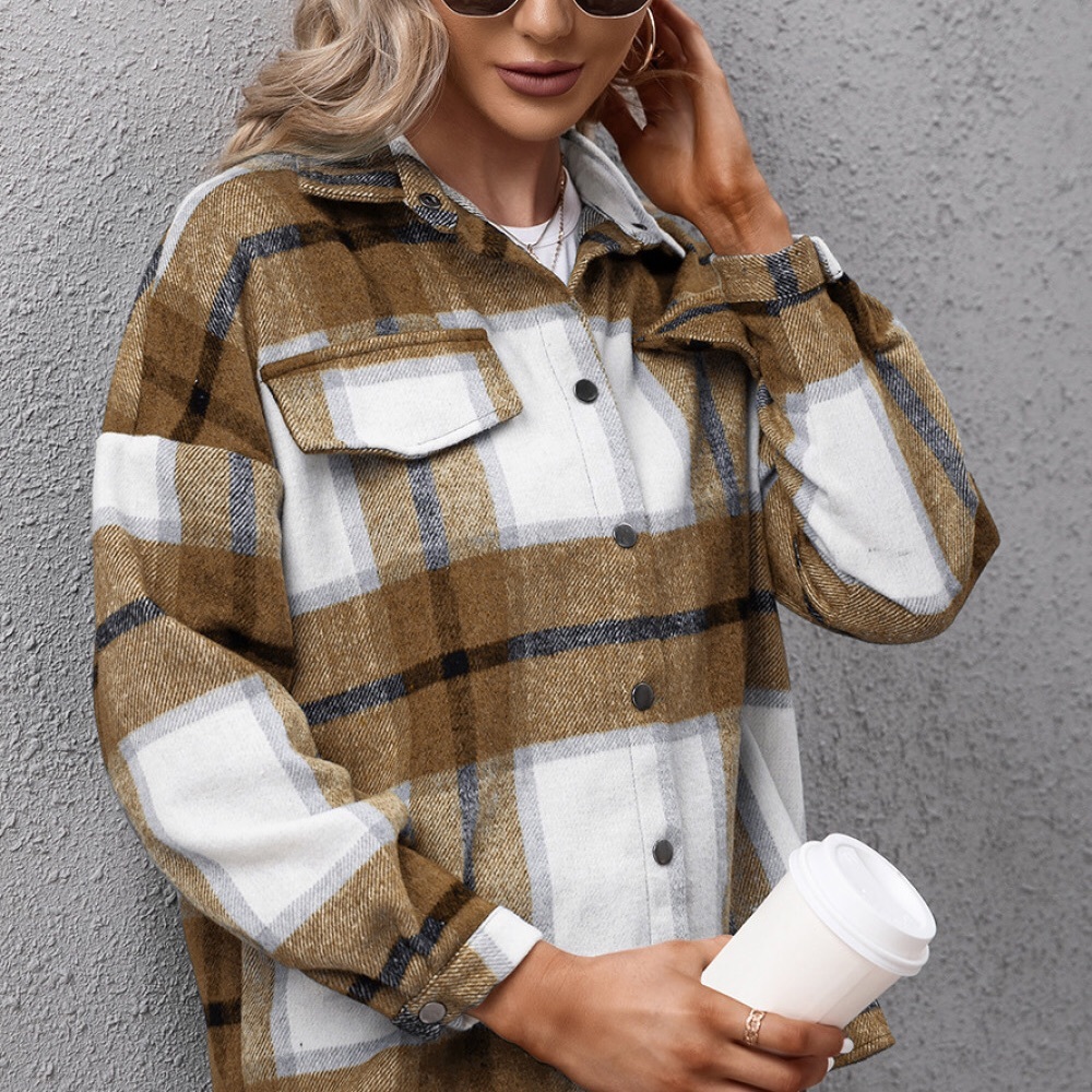 Plaid Button Down Flannel Shirt Jacket